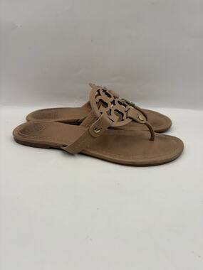 Tory Burch Miller Leather Thong Light Brown Flip Flops Women Size 7.5